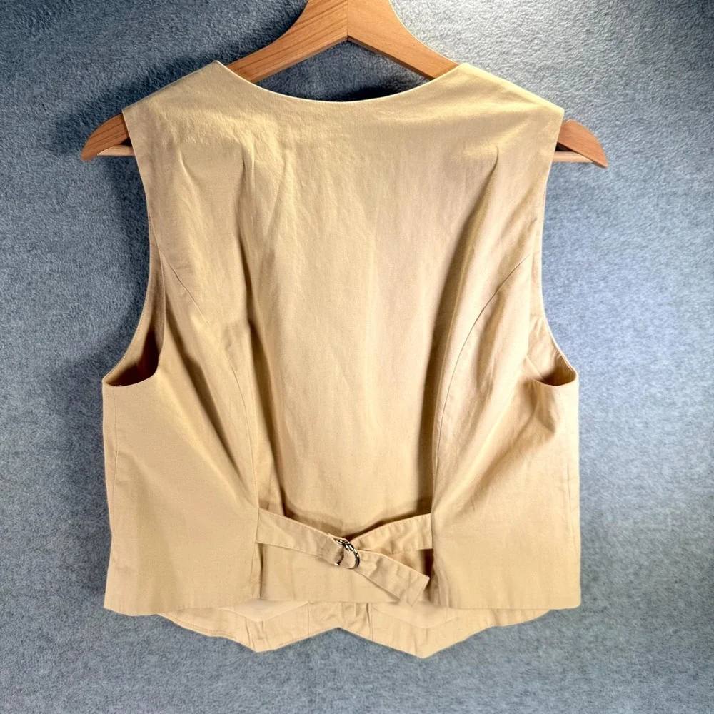Abercrombie & Fitch Vest Women's Medium Cream‎ V-Neck Sleeveless Button-Front - Picture 7 of 9